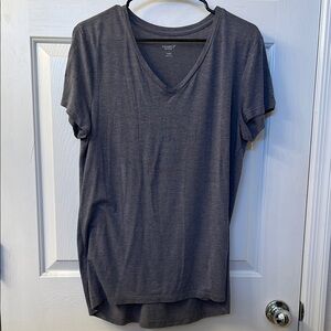 Gray V-Neck Women's Top